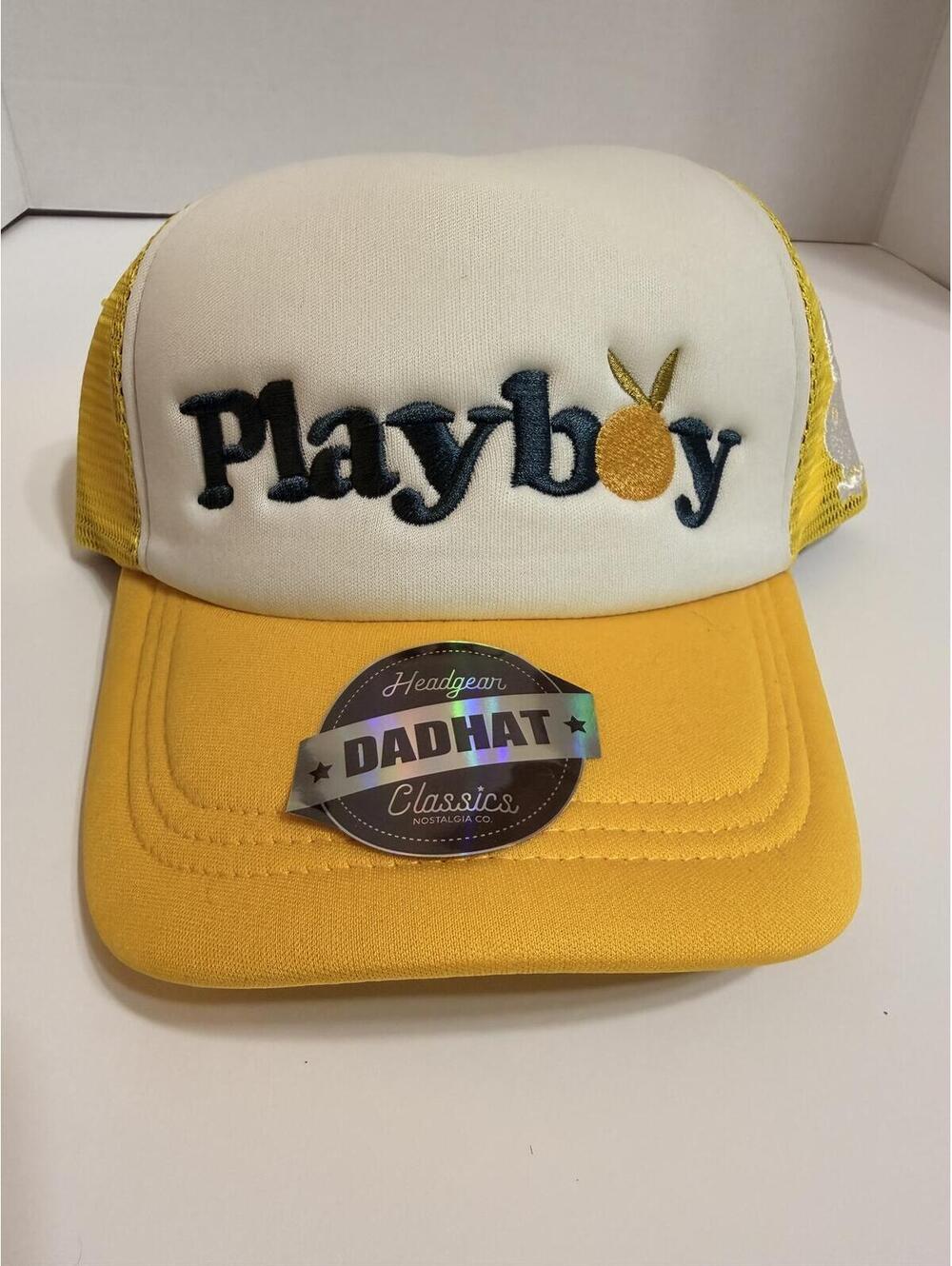 NWT Playboy Citrus Trucker Hat Yellow White Mesh Snapback Cap OS  NWT